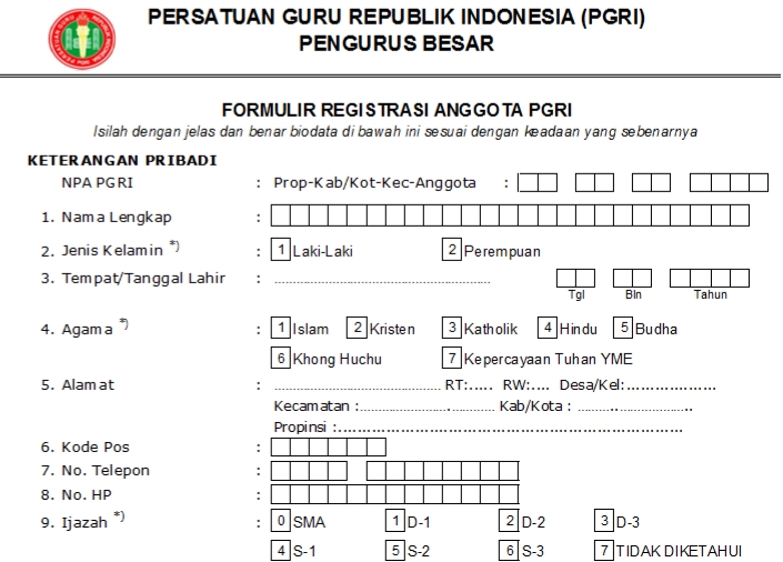 Pendaftaran PGRI Tenayanraya - Persatuan Guru Republik Indonesia Cabang Tenayanraya